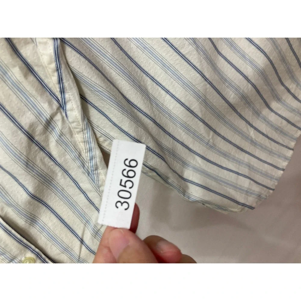 New Banana Republic Button Down Shirt XL Blue White Striped Cotton Long Sleeve